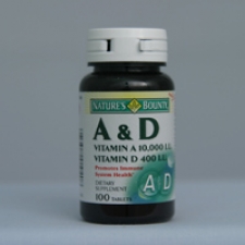 Vitamin A and D (Vitamin A-10,000 I.U., Vitamin D 400 I.U.) 100 Tablets Each - 3 Pack